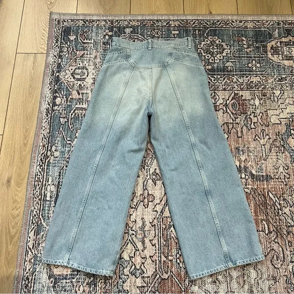 Free People We the Free Let Sunshine In Wide leg Cropped Jeans Sz 26 Light Wash - Image 10