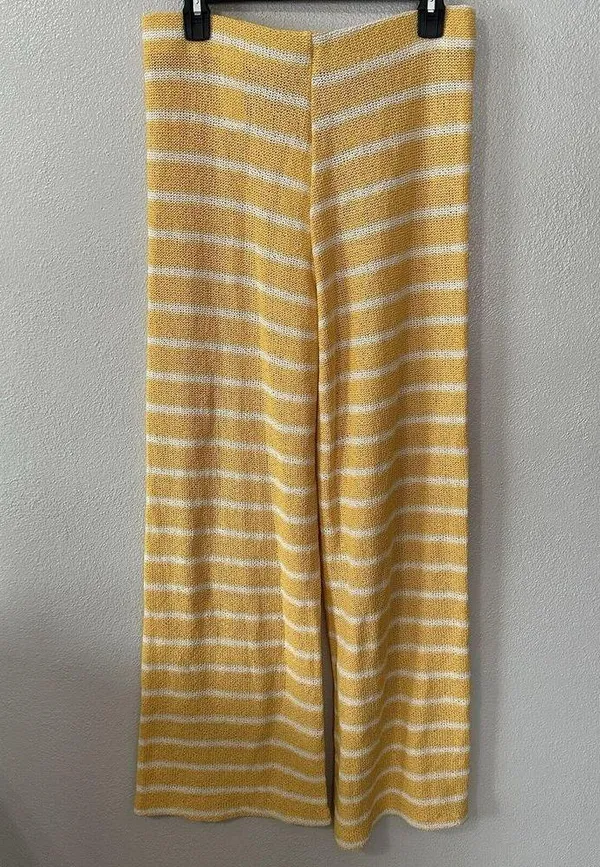 ZARA Yellow Striped Crocheted Pants - Image 3