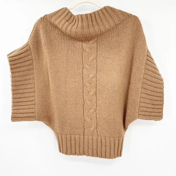 Black Horn Womens Baby Alpaca Blend Knit Poncho Sweater Cable Knit‎ Oversized S - Image 4