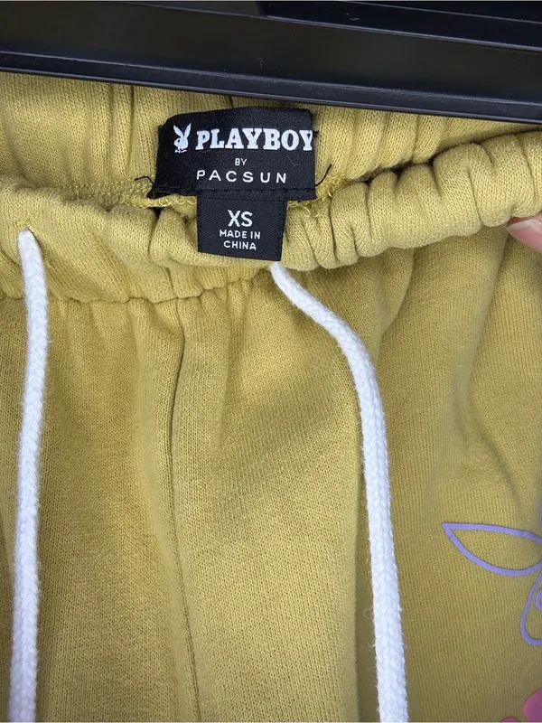 PLAYBOY Yellow Drawstring Athletic Shorts with Pink Accents - Image 3