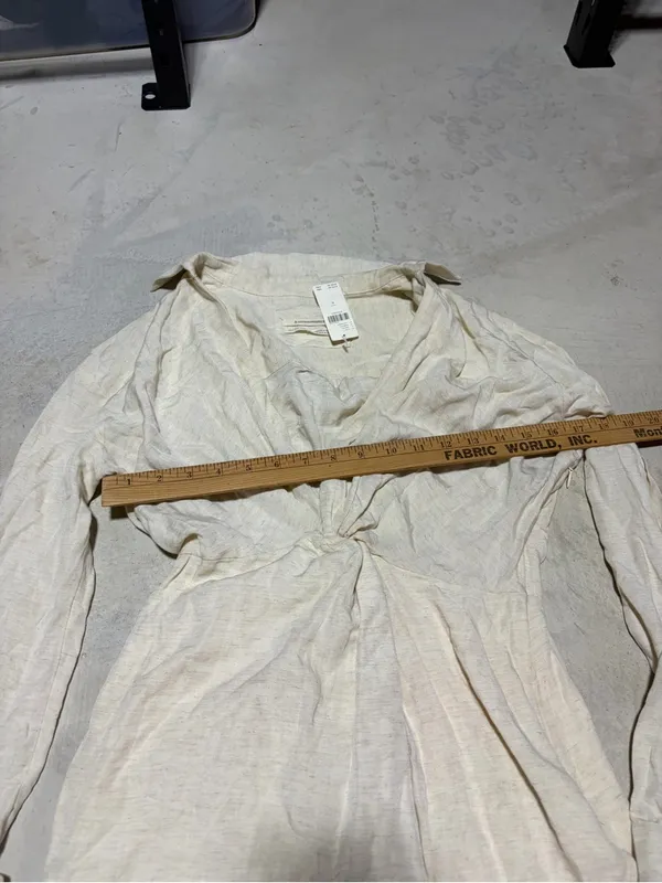 Anthropologie NWT Light Cream Long Sleeve Twist Front Midi Dress 0 MSRP$170 - Image 8