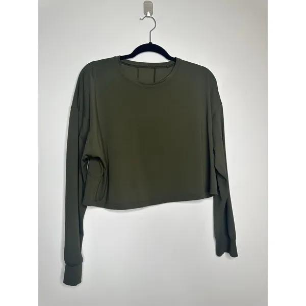 Lululemon Muscle Love Long Sleeve Crop Top Women’s Green Size 10 - Image 3