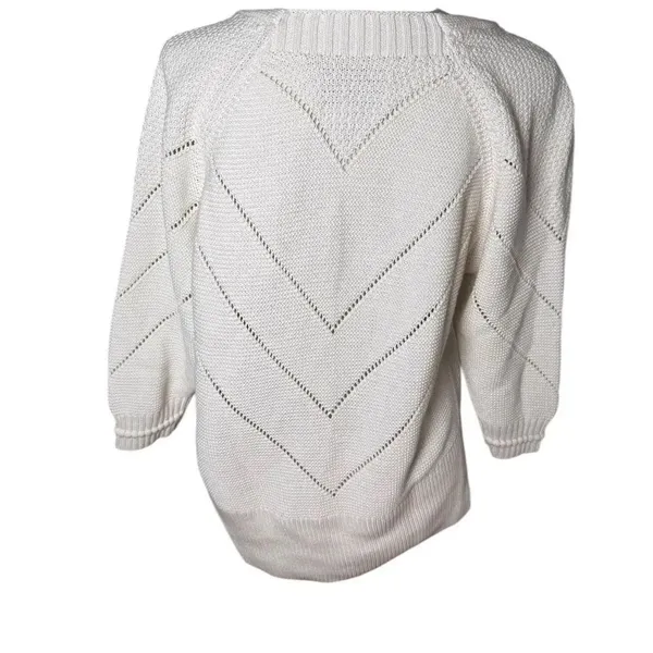 Brochu Walker Decker V-Neck Cotton-Blend Sweater White M - Image 4