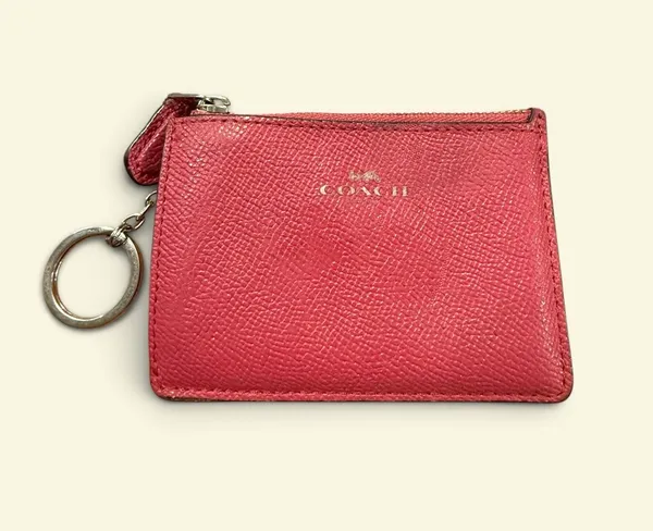 Pre-owned Coach Pink Saffiano Leather Zip Wristlet - Image 2