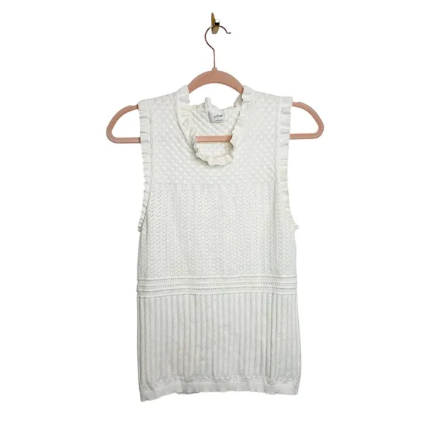 Aritzia Wilfred Women's Sleeveless Cannes Top Pointelle Knit White Size Large - Image 4