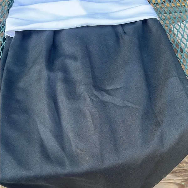 Vintage 80s Black White Puff Sleeve Column Maxi Dress Open Back Prom Goth Formal - Image 10