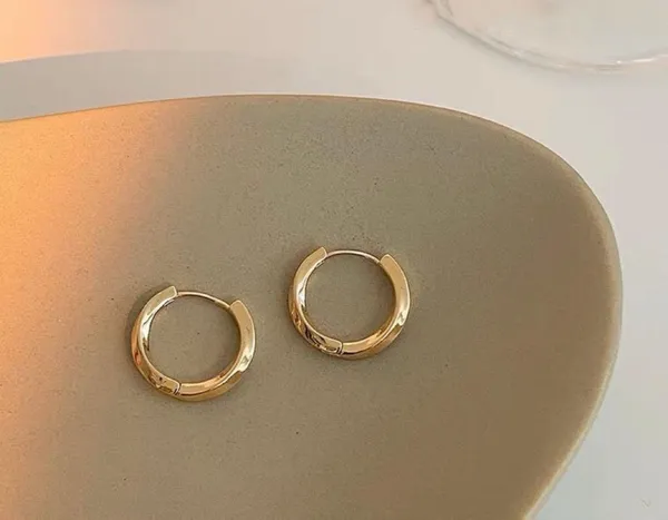 18K Gold Plated Twisted Gold Hoop Earrings for Women - Image 2