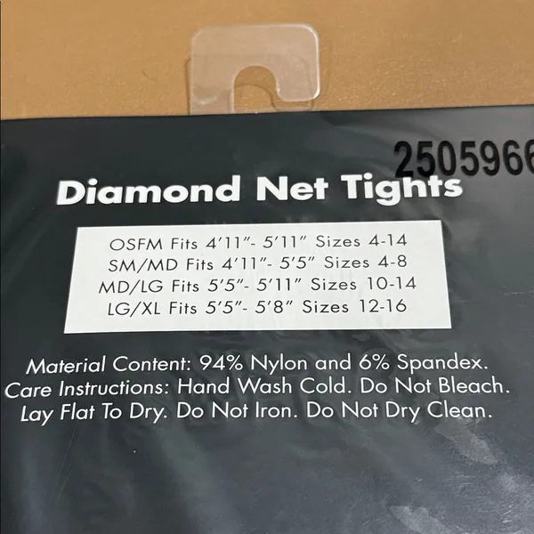 SPIRIT diamond net tights size small/medium sizes 4-8 new in package never used - Image 3