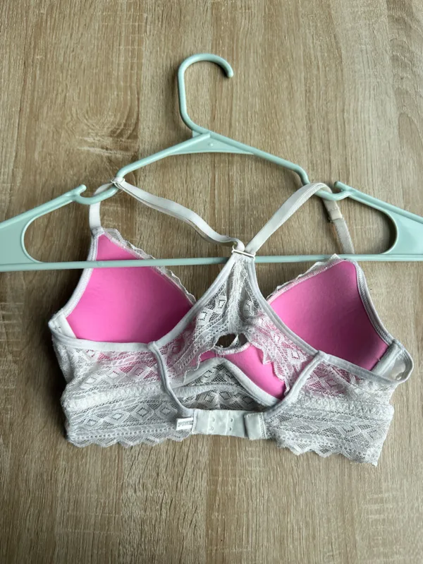 PINK Victoria's Secret Ivory Lace Bralette with Racerback - Image 2