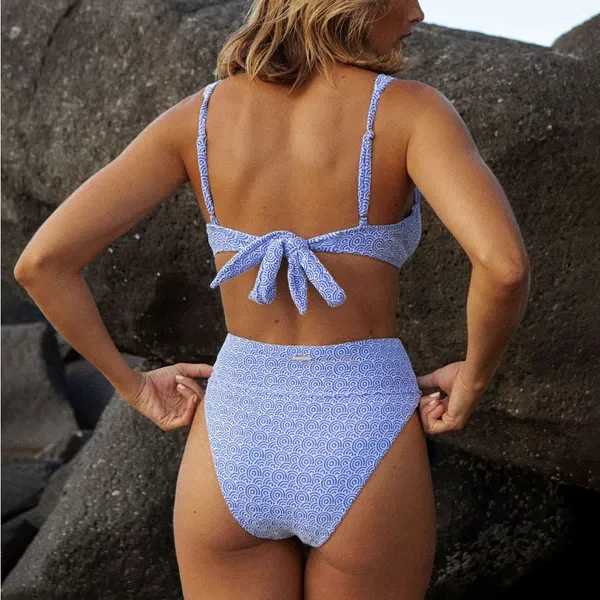 Berlook Blue Jacquard Underwire Bikini Top ONLY 71 Size L - Image 2
