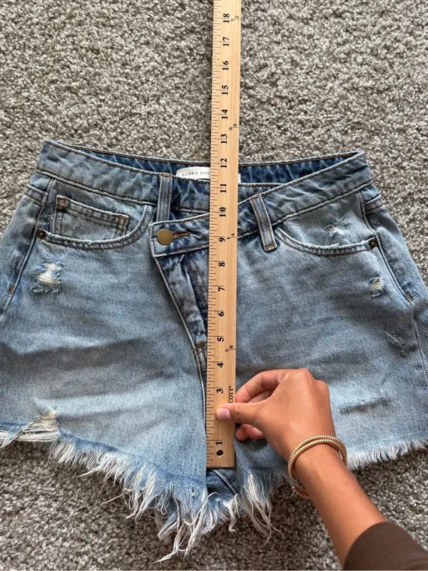 Altar'd State Light Blue Distressed Denim Cutoff Shorts - Image 6