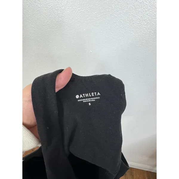 Athleta Conscious Crop Tank Top Black High Neck Racerback Built-in‎ Bra Small - Image 3