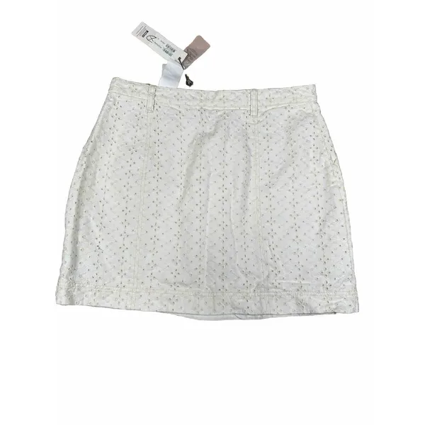 Anthropologie‎ MinkPink Saskia Eyelet Cotton Mini Skirt Size XL Cream - Image 9