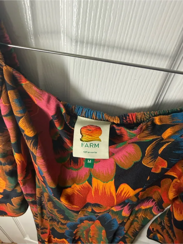 Farm Rio Colorful Flowers Midi Dress M - Image 9
