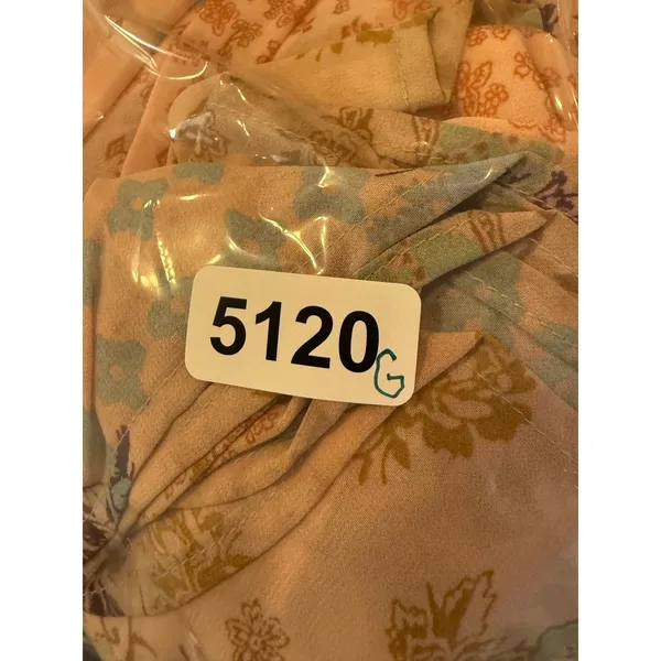 WAYF Small Maxi Dress Peach Floral Patchwork V Neck Bell Sleeve Tiered Boho Chic - Image 12