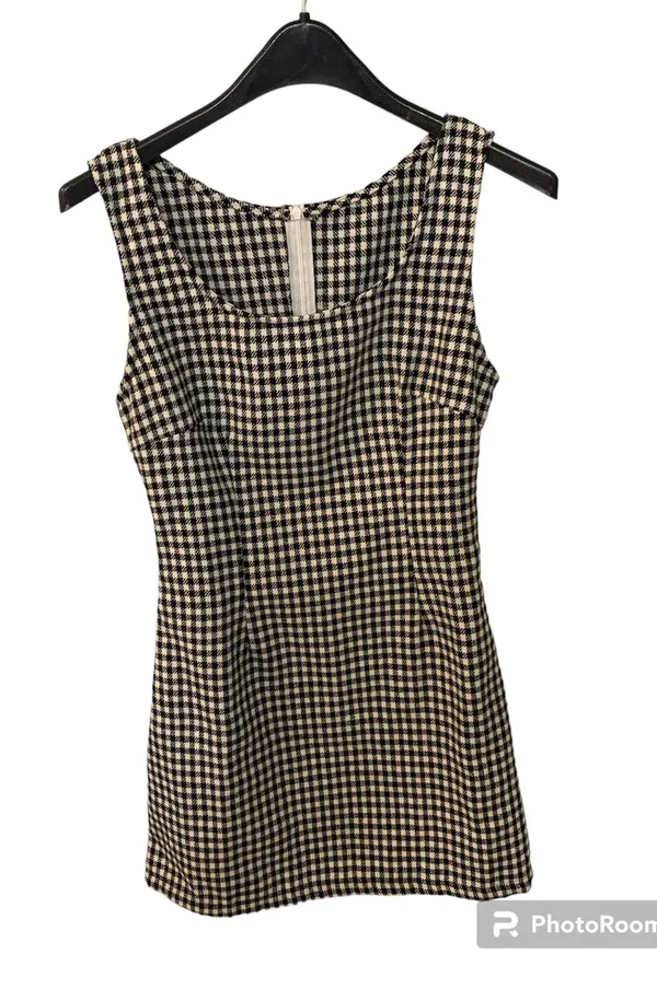 SheIn • Gingham Retro Black & White Mini Summer Dress - Image 2
