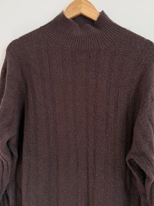 J CREW Ribbed Mockneck Sweater in Supersoft yarn Size XL Brown Knit BM209 - Image 4