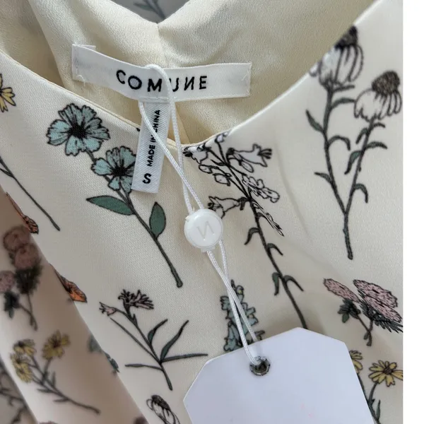 Comune Shafer Garden Print Dress Ivory Floral Long Sleeve Removable Top‎ NWT S - Image 8