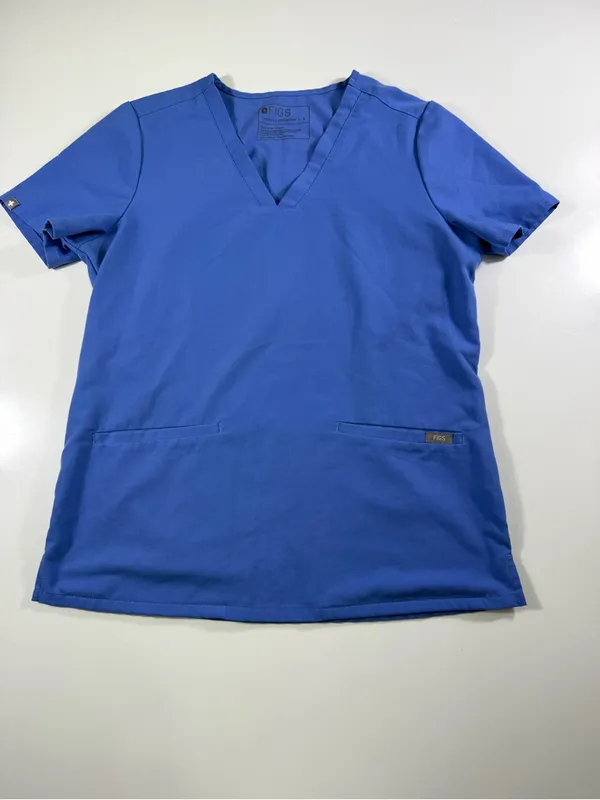FIGS Classic V-Neck Medical Scrub Top - Blue - Image 2