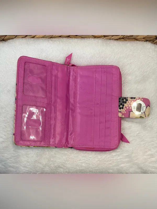 Vera Bradley Turnlock Wallet Priscilla Pink Quilted Floral Boho Clutch - Image 5