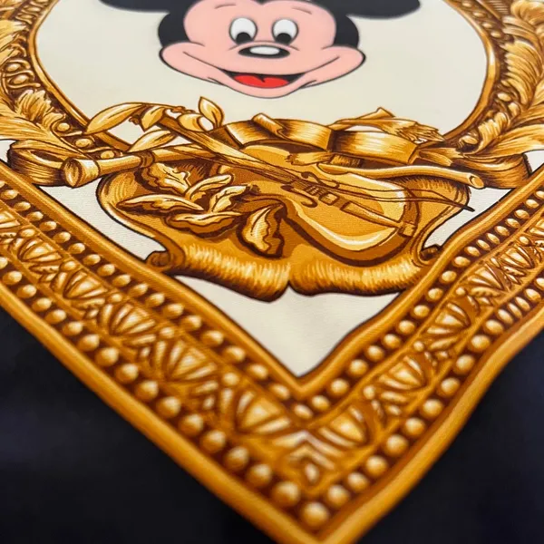 Vintage Walt Disney Company x Echo Conductor Mickey Silk Twill Square Scarf - Image 5