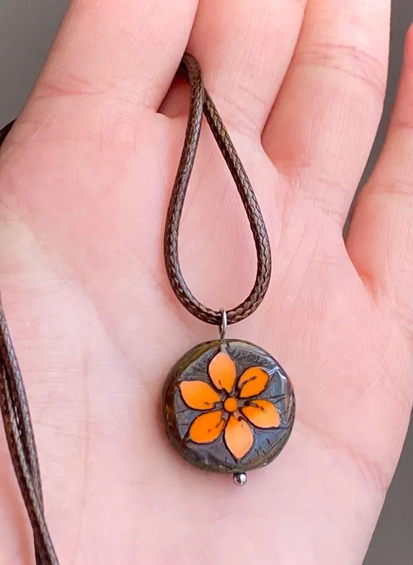 Handmade quality Czech glass flower bead fairy boho vintage retro style necklace🌿✨ - Image 3