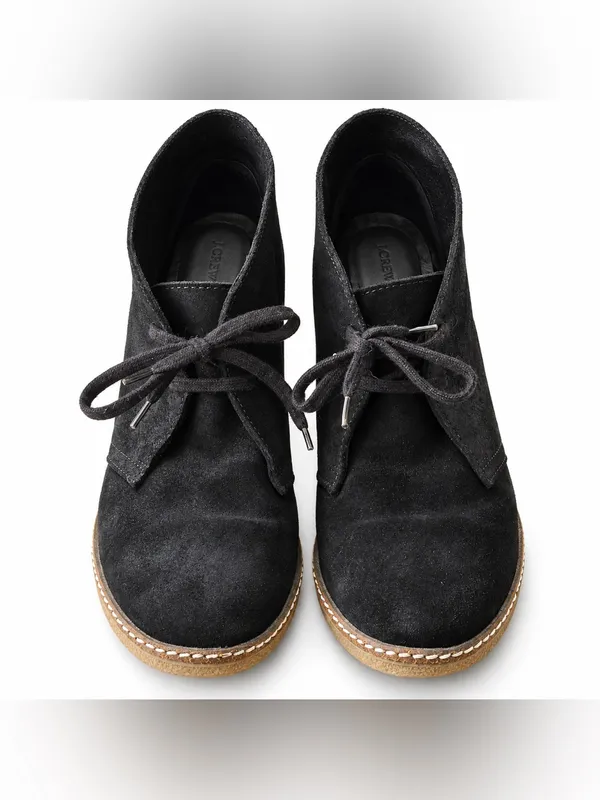 J.Crew Black Suede Lace Up Wedge Ankle Booties Size 7.5 - Image 4