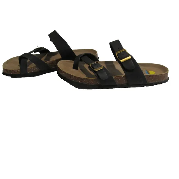 Maui Island Hallie Sandals Black Women’s 10M Cork Footbed Double Buckle - Image 5