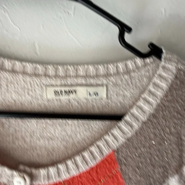 Old Navy‎ Y2k Size Large Beige Orange Argyle Diamond Button Academia Sweater - Image 4