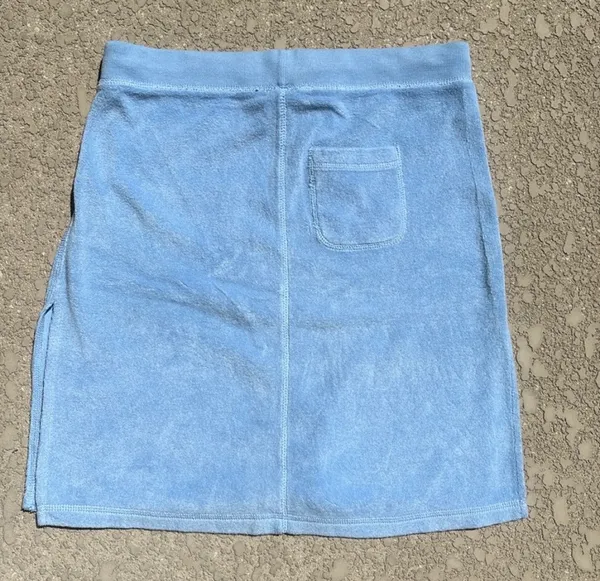 Vintage Y2K Abercrombie & Fitch Terry Cloth Skirt Blue XS Pockets Bella Twilight - Image 3