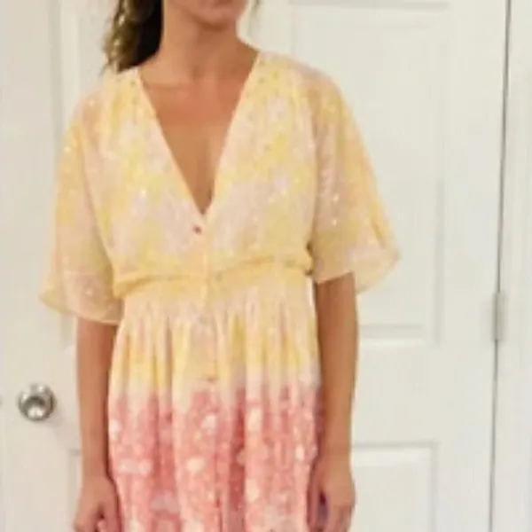 NEW House Of Harlow 1960 Ruffled Tiered Floral Metallic Maxi‎ Dress - Image 3