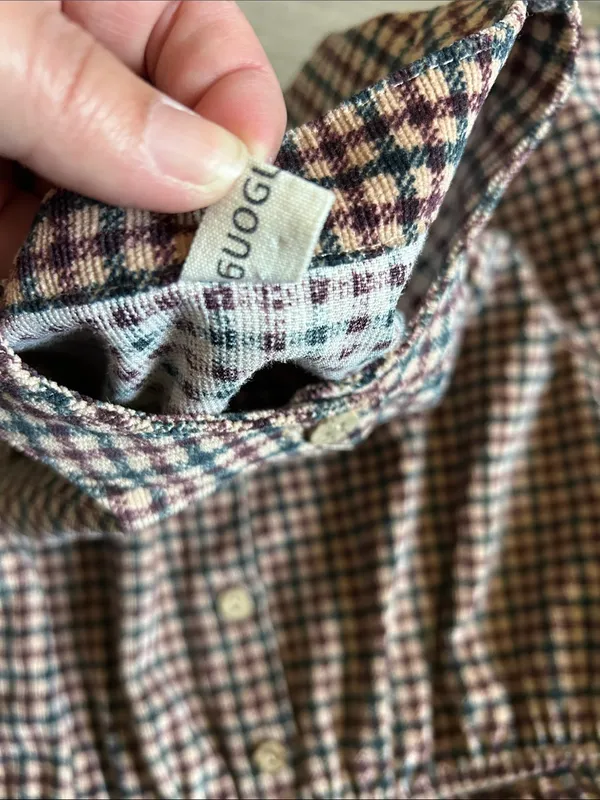 GOUGOU Brown and White Gingham Long Sleeve Midi Dress with Buttons - Image 2