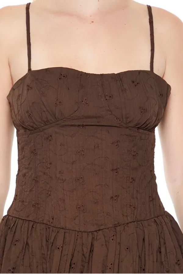 Forever 21 Brown Eyelet Bustier Corset Mini Dress - Image 3