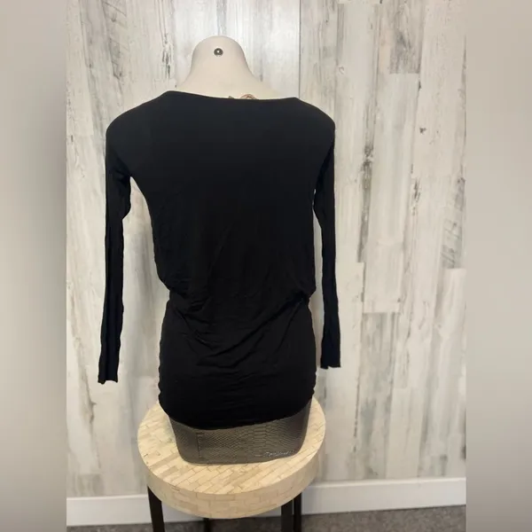 Alya Black Long Sleeve Ruched Bodycon Mini Dress XSmall - Image 3