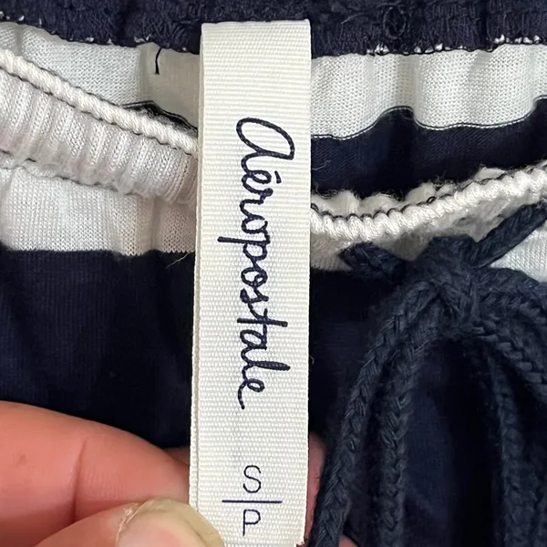 Aeropostale Navy White Striped Maxi‎ Skirt Blue Colorblock Hem Size Small Y2K - Image 7
