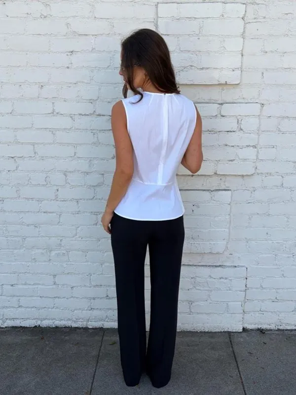 Vtg White cotton blouse with peplum detail Size M #peplum #workwear #officesiren - Image 4