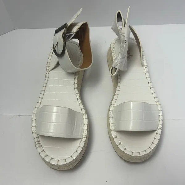 Qupid Womens White Croc Embossed Vegan Leather Platform‎ Espadrille Sandals Sz 8 - Image 2