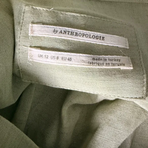 Anthropologie Sage Green Linen Blend Twist Front Midi‎ Dress US 8 UK 12 EU 40 - Image 7