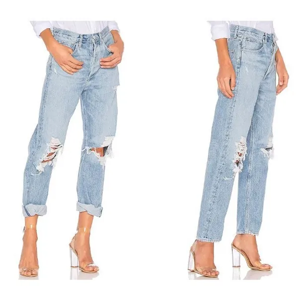 AGOLDE‎ 90s Jean Womens 23 High Rise Straight Leg Distressed Blue Denim Grunge - Image 2