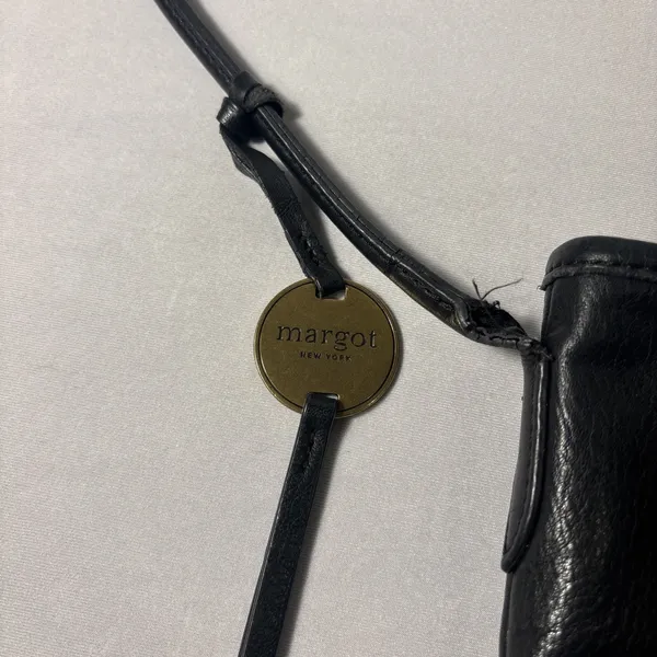 Margot‎ New York Womens Crossbody Purse Black Leather Zip Top Turn Lock Pocket - Image 3