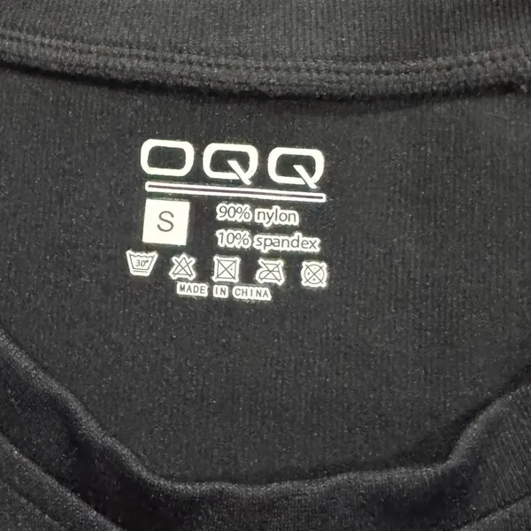 OQQ Black Ruched Short Sleeve Shirt Women’s Small - Image 2