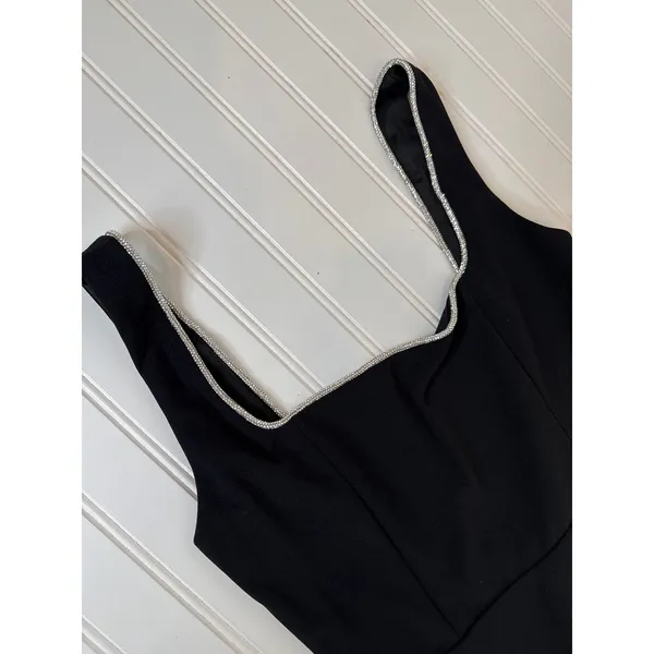 NWT Lulus Timeless Poise Black Rhinestone Square Neck Backless Maxi Dress Sz XL - Image 5