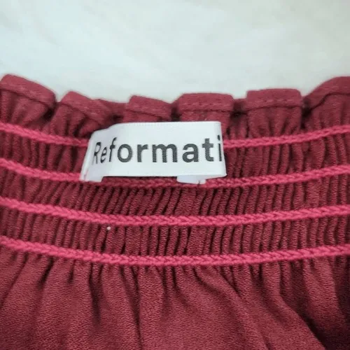 Reformation NWT Hudsen Dress in Plum Burgundy Long‎ Sleeve Smocked Medium - Image 6