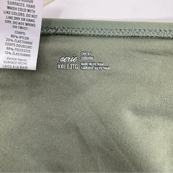 Aerie Cheeky Bikini Bottom Low Cut‎ Olive Army Green Size XXL Vacation Beach NEW - Image 3