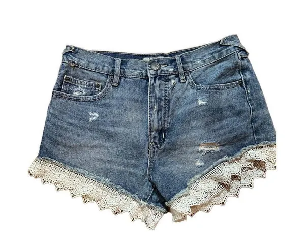 Free People Lacey Cut Off Denim Jean Shorts Distressed Light Blue Faded - Image 4