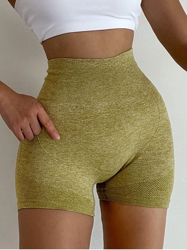 High-Waist Seamless Sculpting Women’s Shorts — Yellow - Image 5