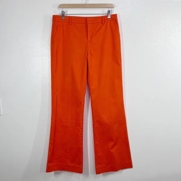Gap Perfect Khaki Pants Womens 04R Lava Orange Flare Stretch‎ Chino Retro Bright - Image 3