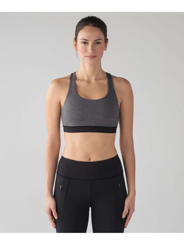 Lululemon Invigorate Bra Heathered Black Black Mesh Racerback Size 4 - Image 3