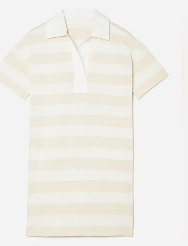 Everlane Organic Cotton Polo Dress Cashew/White Stripe Short Sleeve S NWT - Image 4