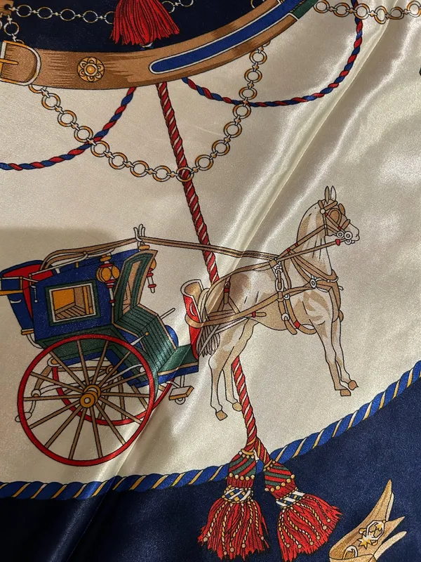 Vintage Regal Carriage&Horse EQUESTRIAN oversized square Silk Scarf 35/35 - Image 2